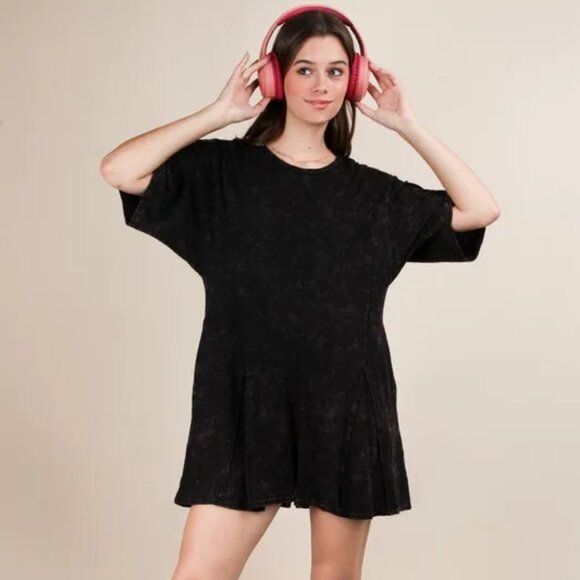 Very J Pants - VERY J Mineral Washed Oversized Knit‎ Comfy Romper